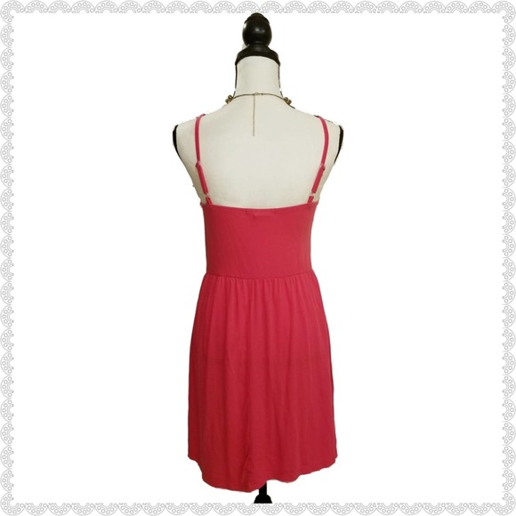5 More Minutes Spaghetti Fit & Flare Dress Pink L - Picture 4 of 9